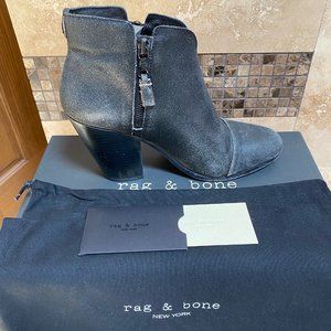 Rag and Bone "Margot" bootie in Granite (Black Crackle Leather)